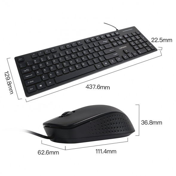 Lenovo KM200 wired keyboard and mouse set black QXR1Q51008