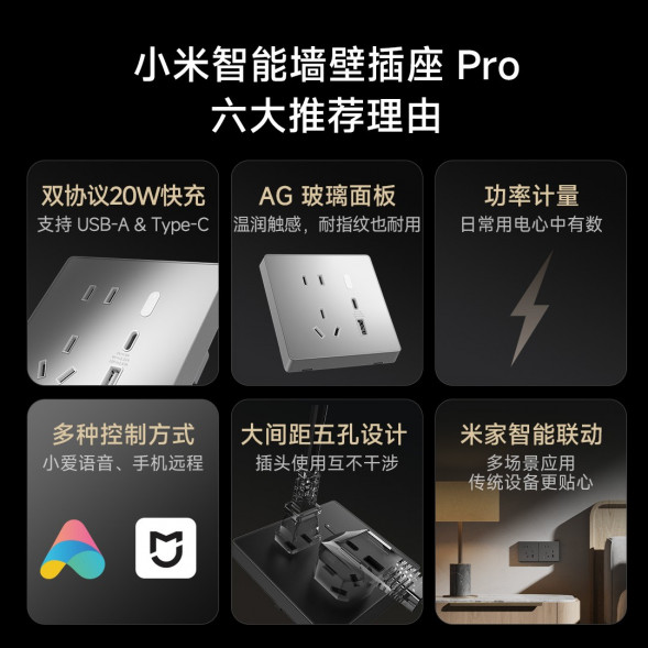 Xiaomi Smart Wall Socket Pro Space Gray 51032
