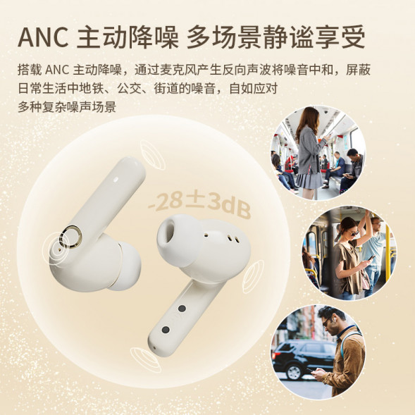 Lenovo Erazer (Wireless Noise Reduction) Bluetooth 5.4+10mm Ultra-Thin Diaphragm ETP-Z02 Beige 65015022