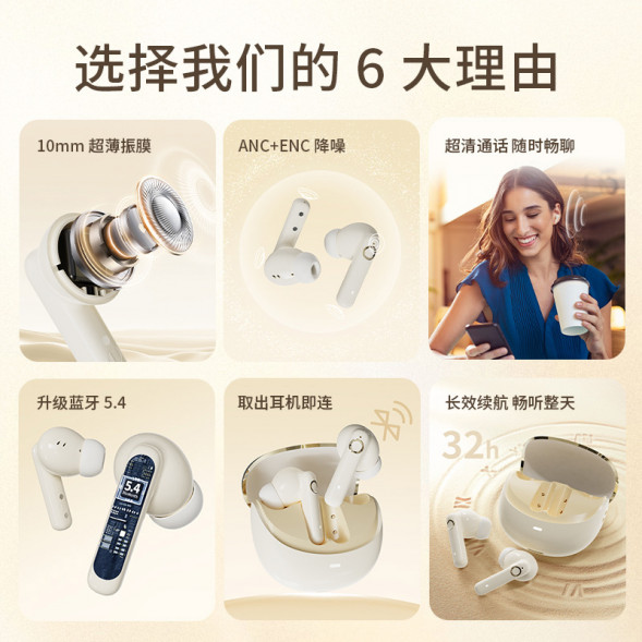 Lenovo Erazer (Wireless noise reduction) Bluetooth 5.4+10mm ultra-thin diaphragm ETP-Z02 white 65015023