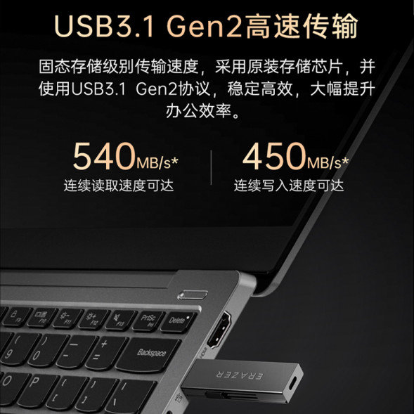 Lenovo Erazer 1TB/Dual Interface Solid State Flash Drive F700 Gunmetal Color 31111495