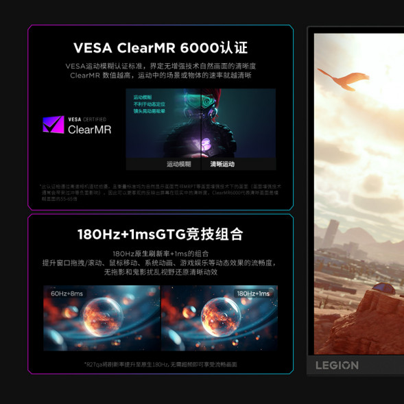 Lenovo Legion [Black Myth Wukong] 27-inch 180Hz high brush professional gaming monitor R27qa 68C1GAS1CB